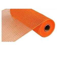 10 inch x 10 Yards 30 feet Deco Poly Mesh Ribbon Orange, Copper Foil 