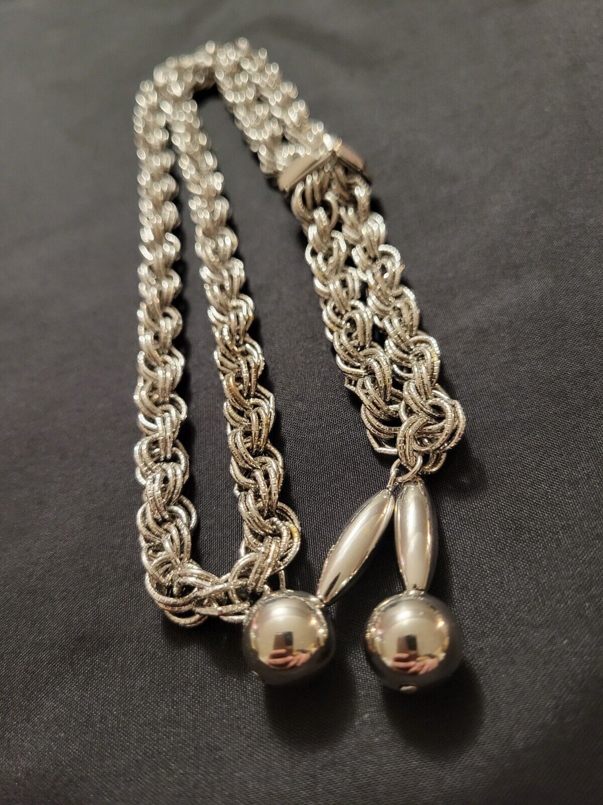 60’s Silver Adjustable Dangle Necklace Vintage Je… - image 1