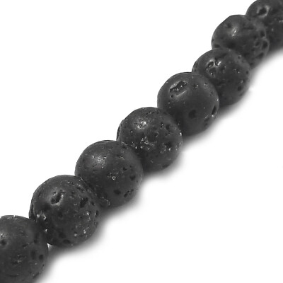 Lava Perlen rund ca. 6 mm schwarz 60 Stück Lavaperlen Spacer nenad-design
