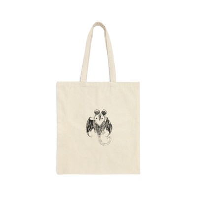 Tote : Batty Opossum Cotton Canvas Tote Bag, Cute, Possum, Bat, Teacher, Gift