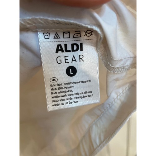 ALDI Gear Long Windbreaker Jacket Rainbow Stripe Lightweight White L Waist Cinch - Picture 5 of 7