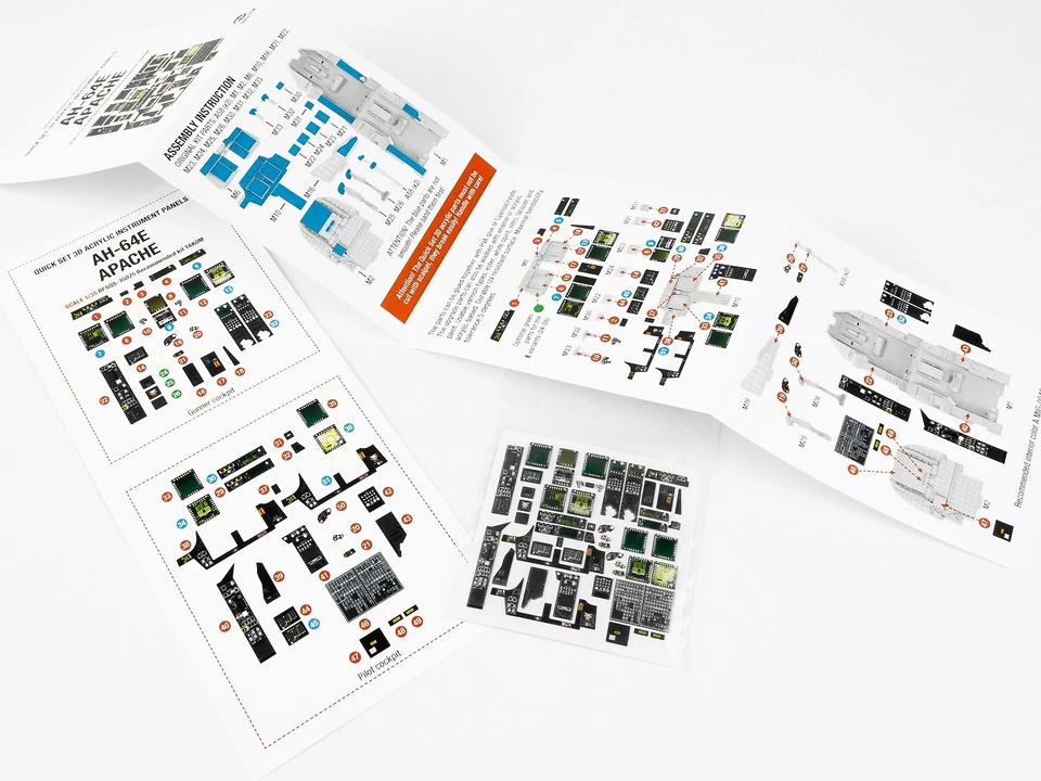 Helicóptero Apache Red Fox QS-35025 AH-64E panel de instrumentos acrílico 3D Takom 1/35 Foto 4 de 4