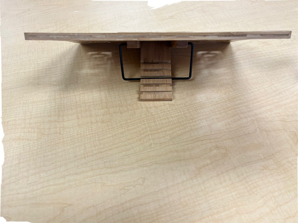 Adjustable tan laptop stand for ergonomic workspace comfort