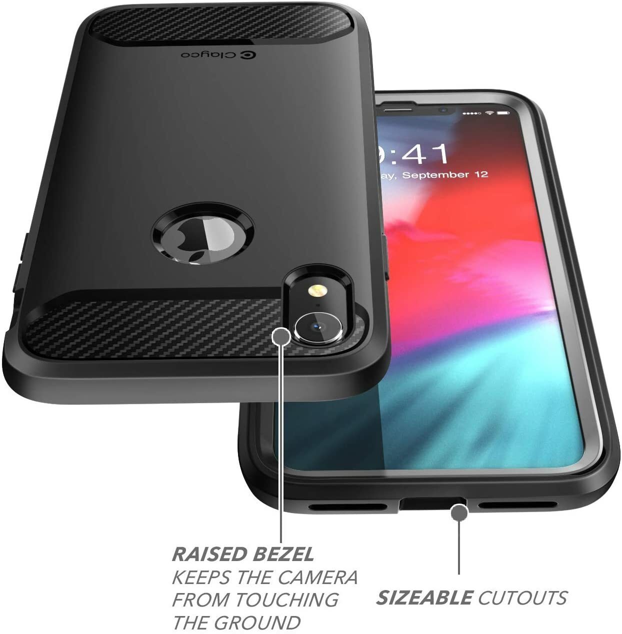 Clayco For iPhone XR with Builtin Screen Protector Case TPU Bumper