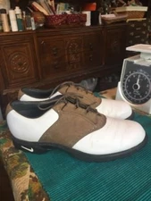 Nike Zm Air Men’s Brown White Leather Golf Shoes Size 8.5