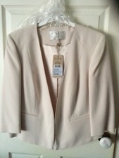 Jacques Vert Ladies 14 Beautiful Jacket Neutral Angled Edge To Edge + Fastening