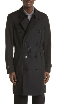 Burberry The Kensington Mid Cotton Gabardine Trench Coat Size 44US