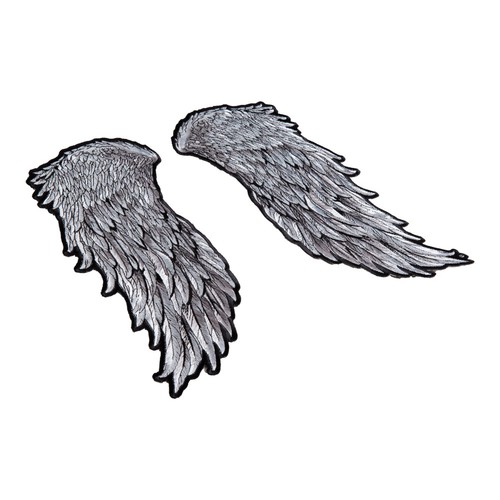 Parche de alas de ángel divididas grises con plumas, parches traseros de alas de ángel - Imagen 2 de 5