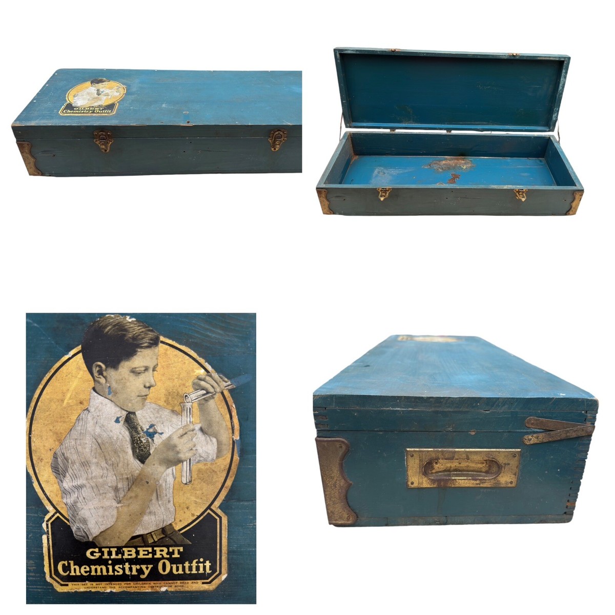 Rare 1930's Original Wooden Storage Box For Gilbert Home Chemistry