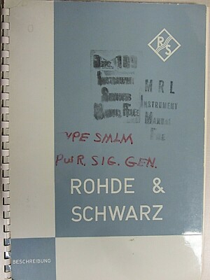 Rhode & Schwarz Instruction Book Power Signal Generator Type SMLM BN 4105