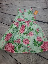Gymboree Girls "TIME FOR TEA"  GREEN PINK FLORAL TULLE LINED DRESS SIZE 4T NWT!