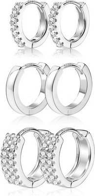Alexcraft 3 Paar Creolen Gold Ohrringe Damen 14 Karat Schmuck Huggies