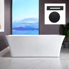 WOODBRIDGE 67" Acrylic Freestanding Bathtub Contemporary Soaking White Tub Matte