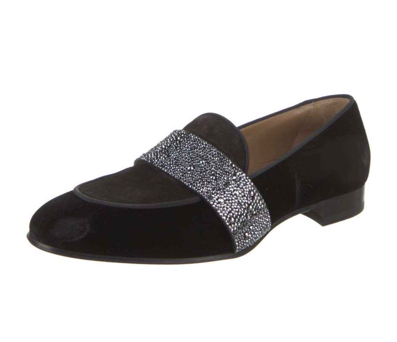 Christian Louboutin Men Black Suede Night Strass Loafers Shoes 43.5 image 3