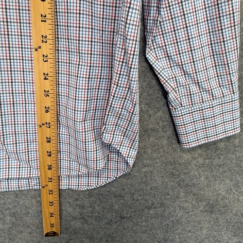 David Donahue Dress Shirt Mens 16.5 34 / 35 Button Up Blue Red Business Party - Picture 6 of 11