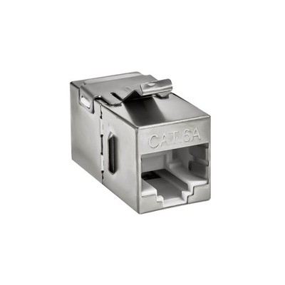 Keystone Verbinder Adapter Kupplung Cat.6A 2xRJ45 Buchse geschirmt Metallgehäuse
