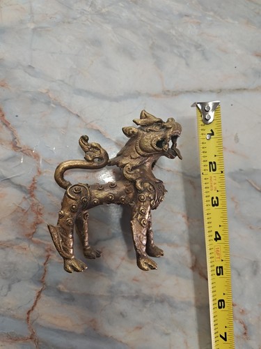 SE Asiatisch Tibetisch Antik Bronze Handguss Wächter Fu Foo Hund Sammlerstück Geschichte - Bild 5 von 6