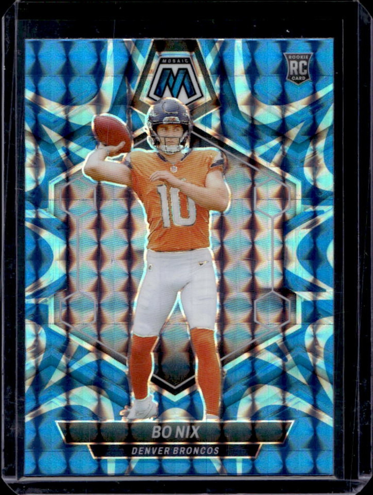 2024 Mosaic Bo Nix RC Reactive Blue Prizm Rookie #312 Broncos