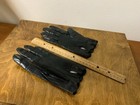 Atleigh Japan Vintage Black Wrist Length Lined Leather Gloves Scallop Detail 6.5 — photo 3