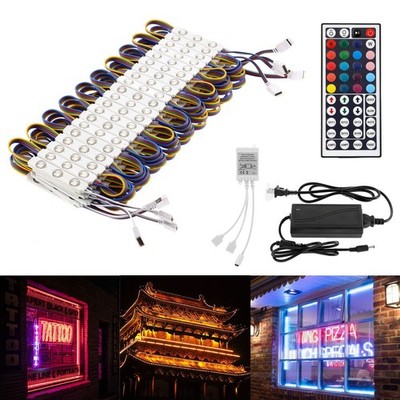 50Ft Commercial RGB Storefront Light Kit for Business with Remote Control, 12...
