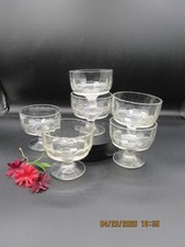 Dessert Cups Set of 6 Clear Ribbed Glass Vint...