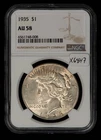 1935 $1 Silver Peace Dollar - NGC AU 58 - SKU-X6847