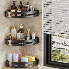 2-3x Bathroom Shelf No Drill Organizer Shower Storage Rack Black Corner Shelves