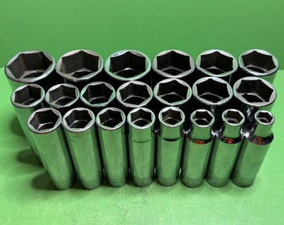 #ad Snap On 21 Pc 1 2quot; Dr 6 Pt Metric 10mm to 32mm Chrome TSM Series Socket Set READ $514.85