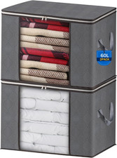 2Pcs Scatole per Armadio Salvaspazio, 60L Grande Capacità Borsa Porta Abiti Con 