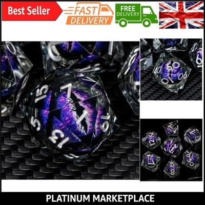 Dragon Eye Resin DND Würfel Set - Sharp Edged Polyhedral RPG Würfel mit Liquid C...