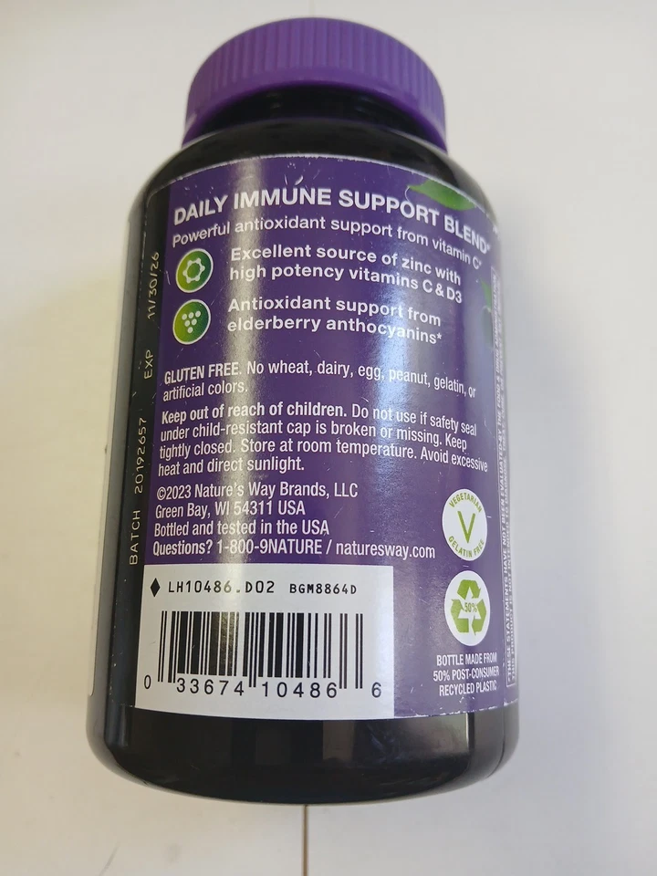 Gomosa Nature's Way Sambucus Immune Saúco con Zinc, Vitaminas C y D3, 60ct. Foto 3 de 4