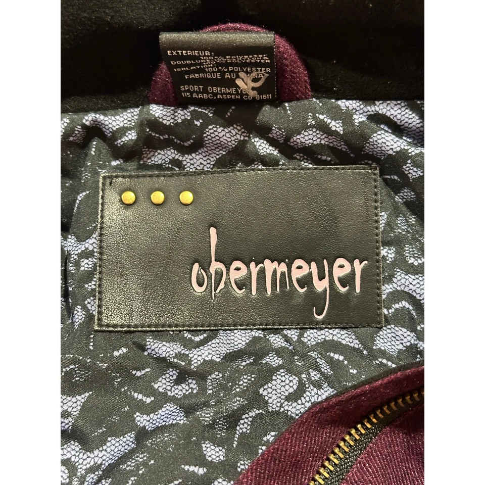 Obermeyer Sz 10 Kayla Ski Coat Pullover Side Zip Hooded Insulated Lace & Leather - Image 3 of 4