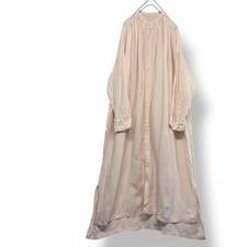 Nest Robe Sakura Dyed Linen Shirt Dress Pink Band Collar Free Size Japan