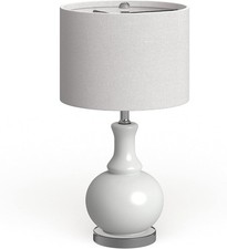 Modern White Glass Table Lamp Set 28in LED Included