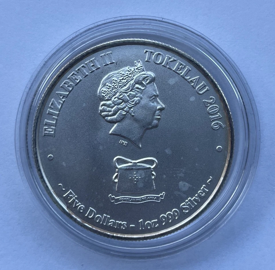 🪙 Tokelau 2016 – Plata 1 oz .999 – Hakula Sailfish (Pez Vela) S/C - En Cápsula - Imagen 2 de 4