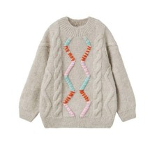 NWT Zara Baby Girls Cable Knit Pullover Sweater in Beige 9-12M