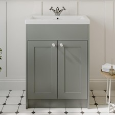 Grey Traditional Bathroom Furniture Vanity Unit Toilet Suite Storage Cabinet