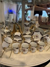 Czechoslovakian Vintage Porcelain Tea Cup/Pot Saucer Set