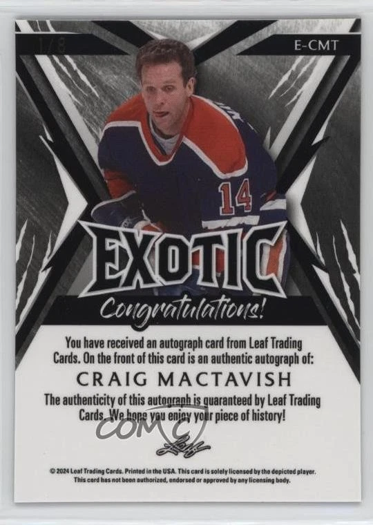 2024 Leaf Metal Legends Exotic Snake Diagonal Shimmer 1/8 Craig MacTavish Auto - Image 2 of 3