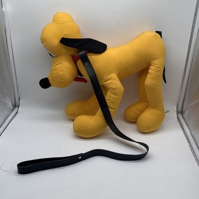 Vintage Disney Parks PLUTO 19  Plush On Leash Disney World/Land Exclusive RARE!