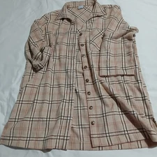 Cozy Co. by Cozy Casual 1X Shacket Adjustable-Sleeves Pockets Tan Plaid Plus Sz