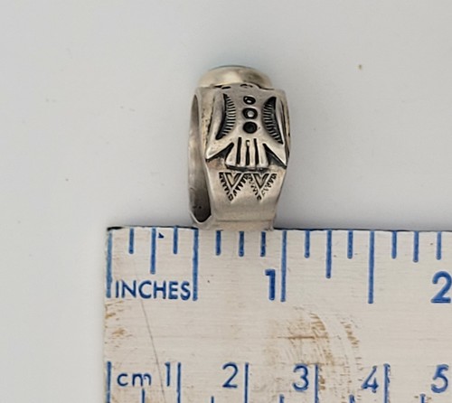 Ronald Tom Navajo Turquoise Eagle 925 Sterling Silver 11.6 grams Ring Size 7 - Picture 11 of 11