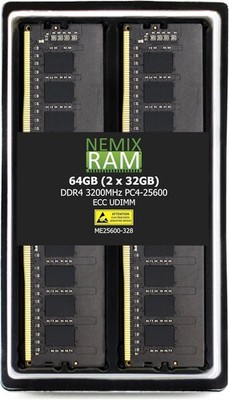 NEMIX 64GB (2x32GB) DDR4 3200 ECC UDIMM PC4 25600 CL22 Server RAM Kit