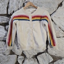 Hanna Andersson Rainbow Knitted Sweater Button Long Sleeve Girls Size 8