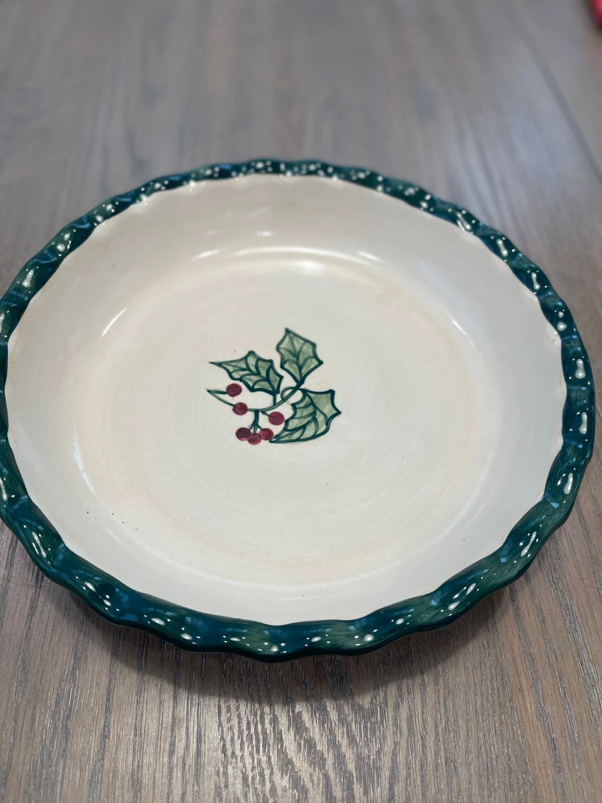 Vintage Bath & Body Works Rare Collectible Holly Hand-painted Pie Plate Dish