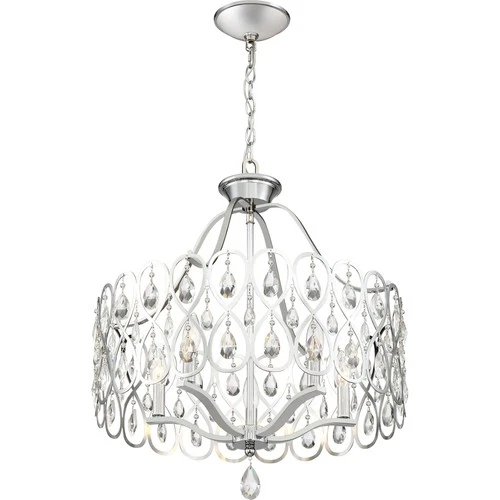 Quoizel LUL5022 Chrome Lulu 5-Light 22"W Crystal Drum Chandelier - Picture 4 of 5