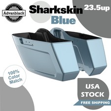 Sharkskin Blue Holeshot Chopped Saddlebags Bottoms Fits Harley Street '23.5up