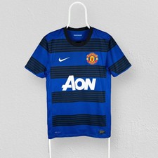 Manchester United Football Shirt 2011 Blue Away Striped Nike Mens Small
