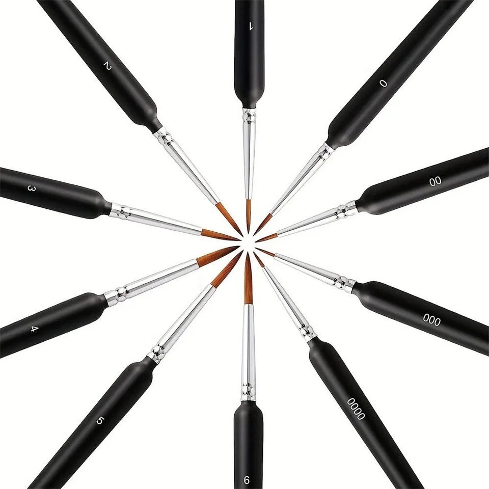 Pinselset 10 teilig fein Modellbau Acryl Hobby Malpinsel Malen nach Zahlen A2097 - Bild 2 von 4