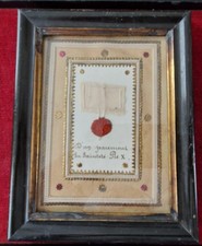 E012) Reliquary frame  Large piece of Garment of Pope Pius X  - sealed
